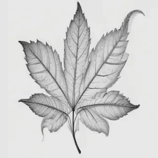 clipart leaf black and white