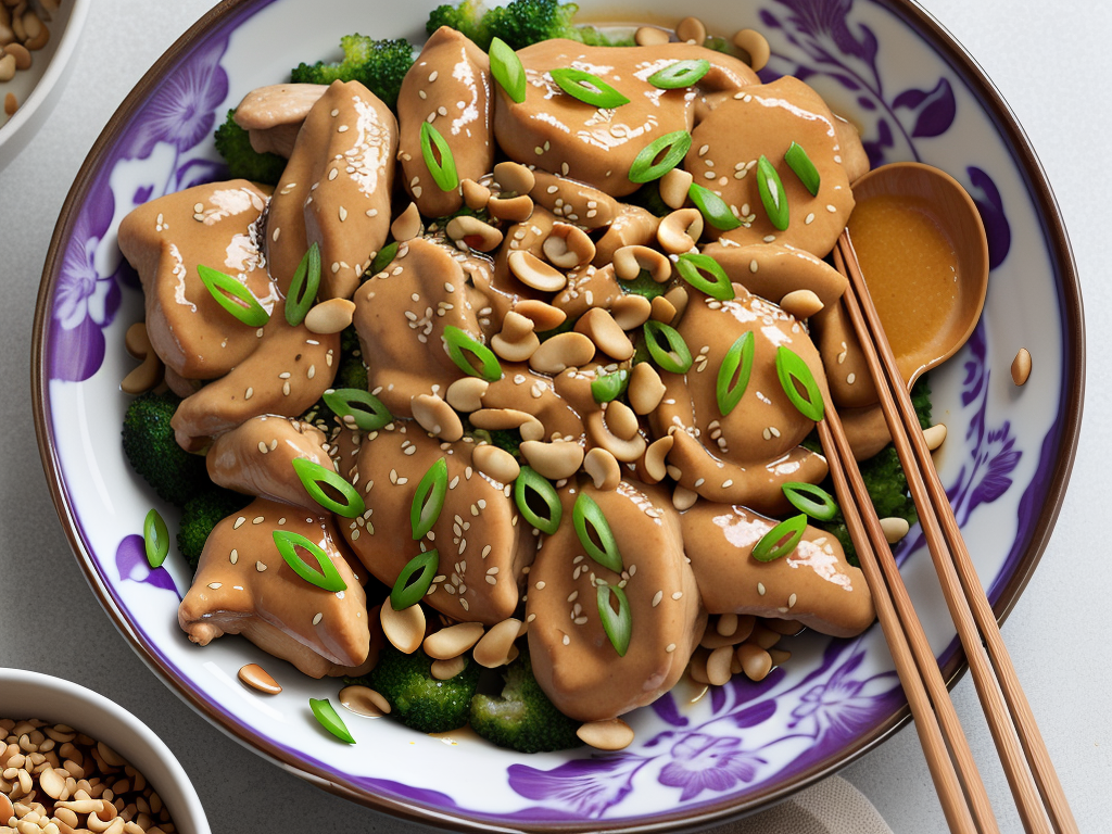 ginger chicken with sesame peanut sauce