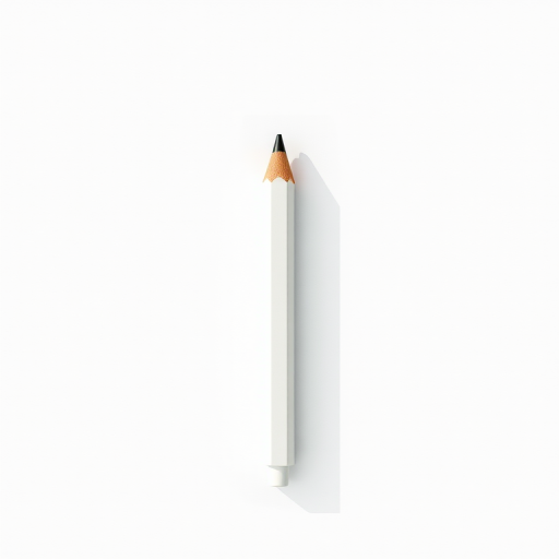 Create a high-resolution digital illustration of a white pencil on a clean, minimalist background, using a 50mm lens, aperture of f/2.8, ISO 100, in natural lighting, with a focus on sharp details and smooth shading for enhanced realism.