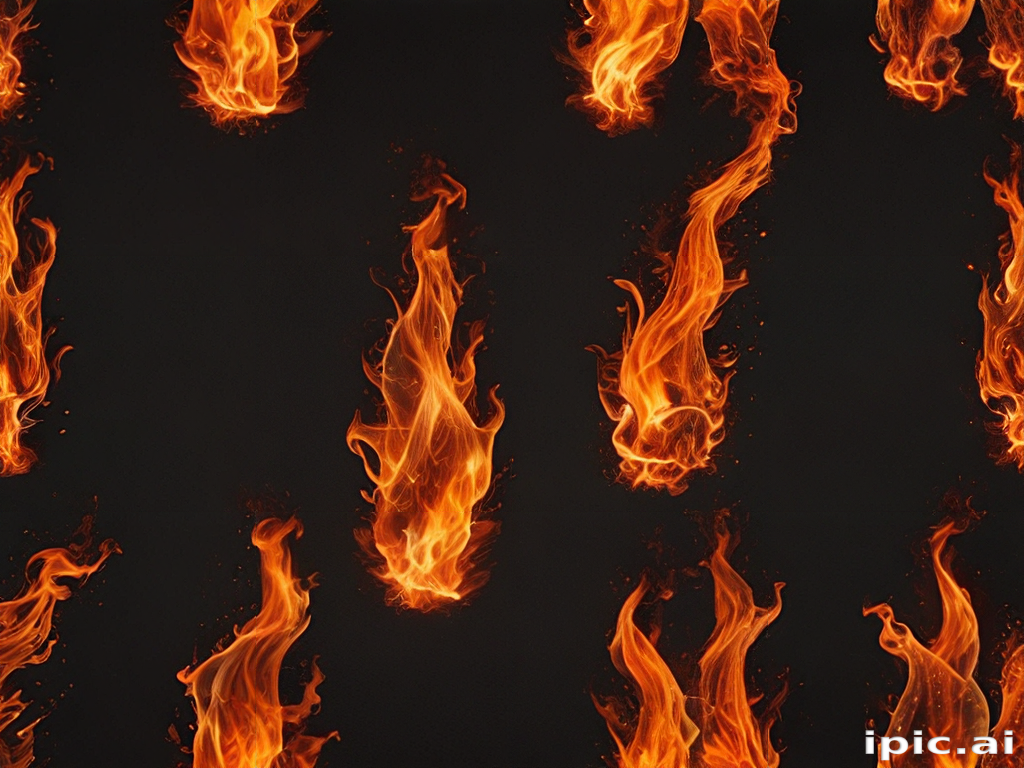 Dynamic Flames Dancing Against a Dark Background Creating Intense Energy