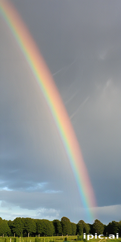 Vibrant Rainbow Arching Across a Serene Landscape After a Rain Shower