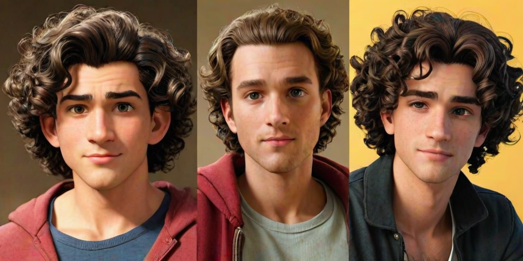 popular male cartoon characters with curly hair