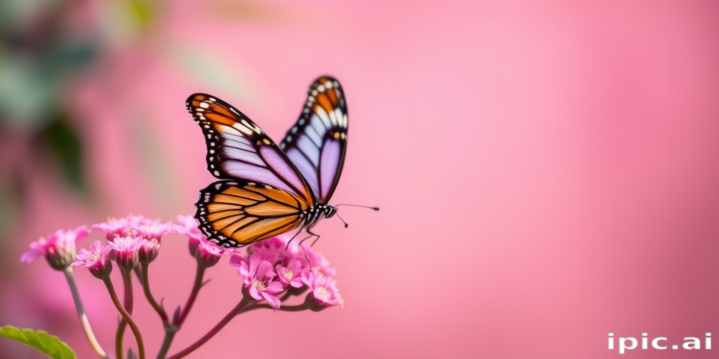pink background butterfly