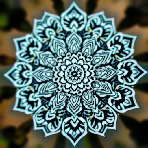 create a highly detailed symmetrical mandala design featuring intricate floral patterns and geometric shapes, photographed with a Canon EOS R5, 100mm f/2.8 macro lens, f/8 aperture, 1/125 sec shutter speed, ISO 200, natural lighting, and a shallow depth of field for a soft background blur