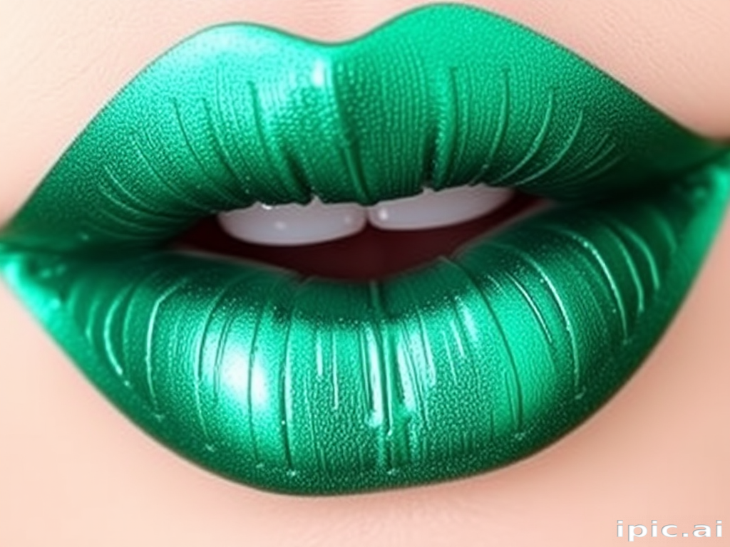Emerald green metallic lipstick titled "Mermaid's Kiss," featuring a high-shine finish and duochrome shift to teal