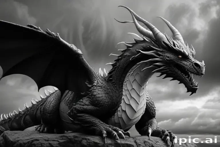 dragon black and white