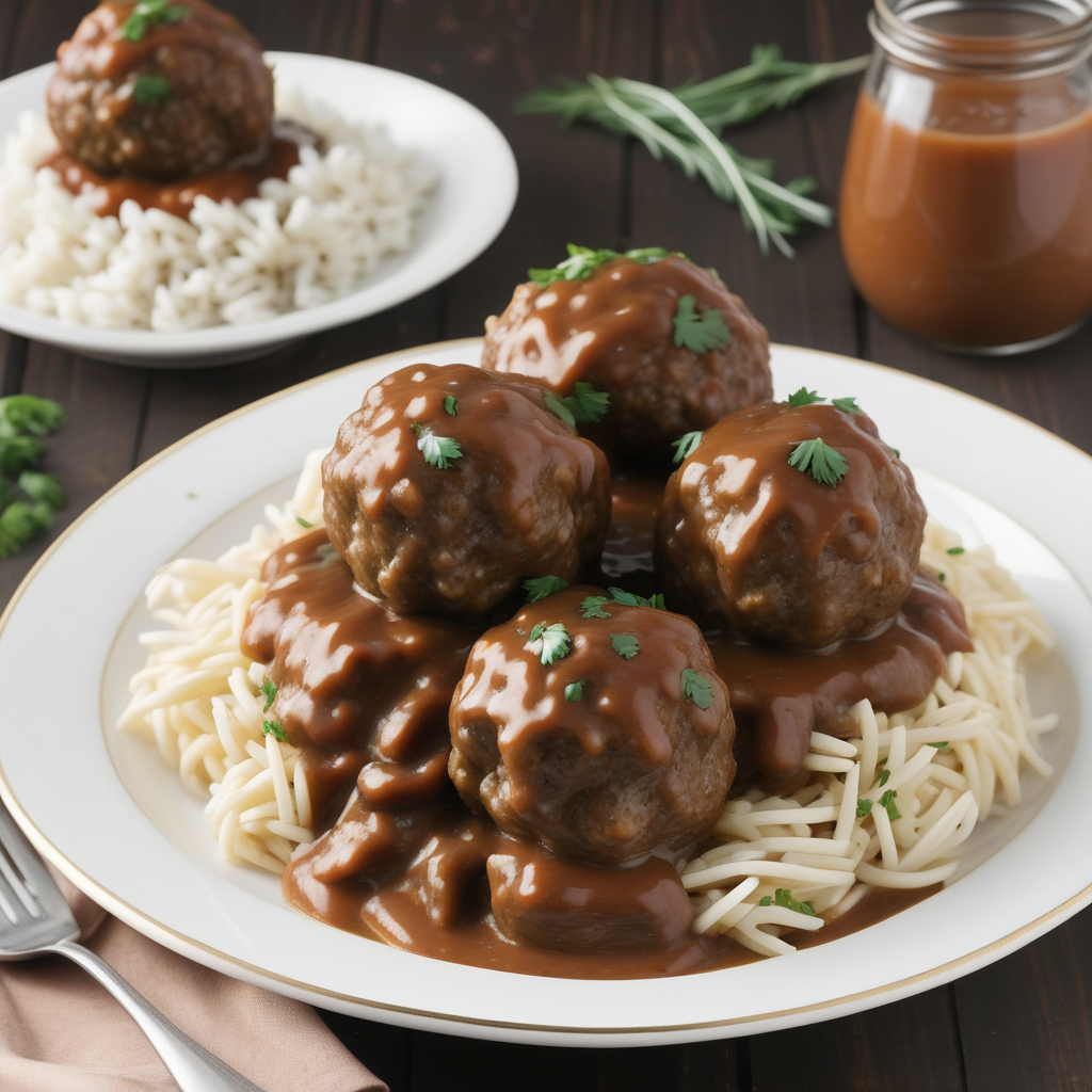 porcupine meatballs with brown gravy