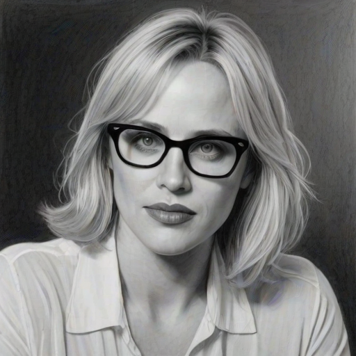 Superb Patricia Arquette, pencil sketch, portrait of Alluring woman 1978s in glasses, hair style beatnik, outline, clear lines, fine lines, 8k