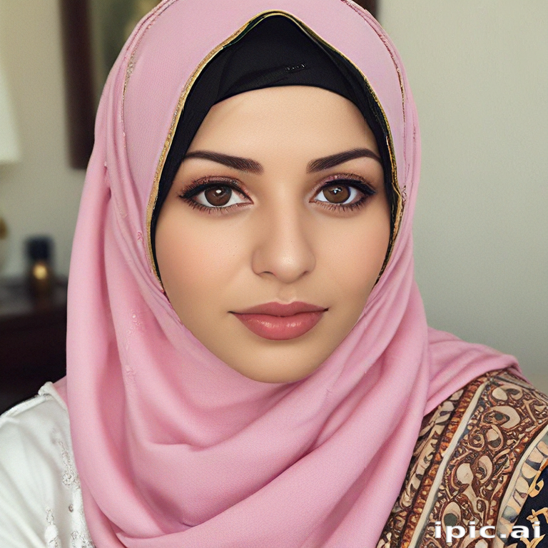 Elegant Portrait of a Young Woman Wearing a Beautiful Pink Hijab