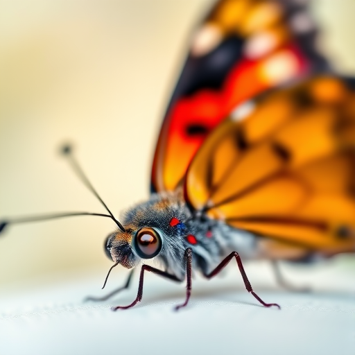 Close-up of a colorful butterfly resting on a white surface, macro lens 100mm, f/2.8 aperture, ISO 100, natural light, shallow depth of field, soft background blur, Canon EOS 5D Mark IV.