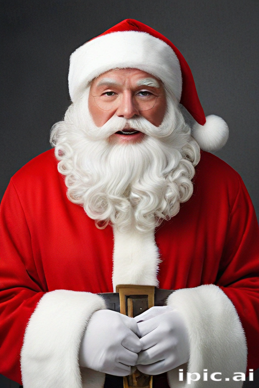 Jolly Santa Claus in a Traditional Red Suit with White Fur Trim