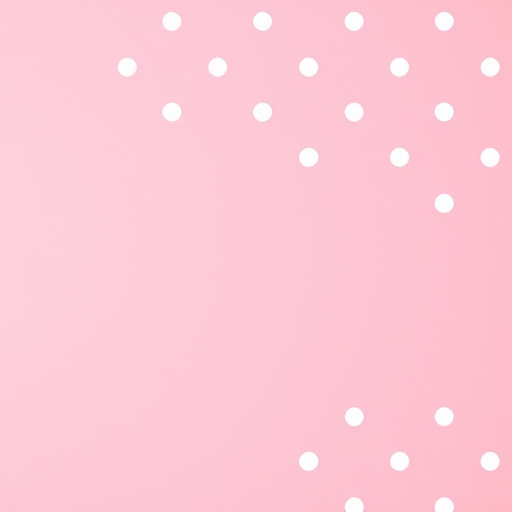 Create an image of a pink background with white polka dots, using a DSLR camera, focal length 50mm, aperture f/2.8, ISO 100, and centered view for a clean and sharp appearance.