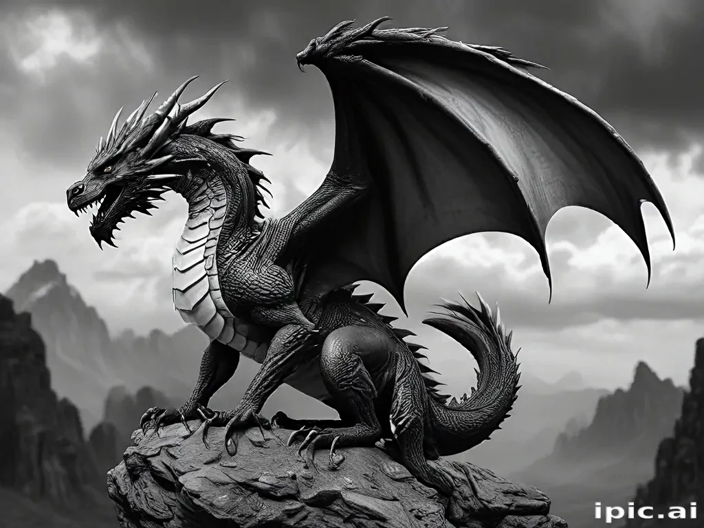 dragon black and white