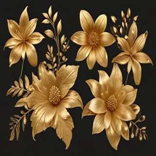 gold flowers png