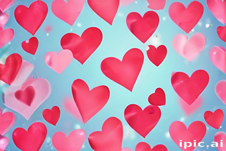 Colorful Hearts Floating Against a Soft Blue Background Full of Love