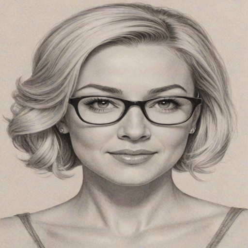 Splendid Kellie Pickler, pencil sketch, portrait of Magnificent woman 1957s in glasses, hair style beatnik, outline, clear lines, fine lines, 8k