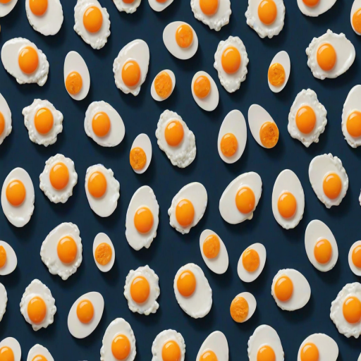 create a pattern featuring various sizes of fried eggs on a dark blue background