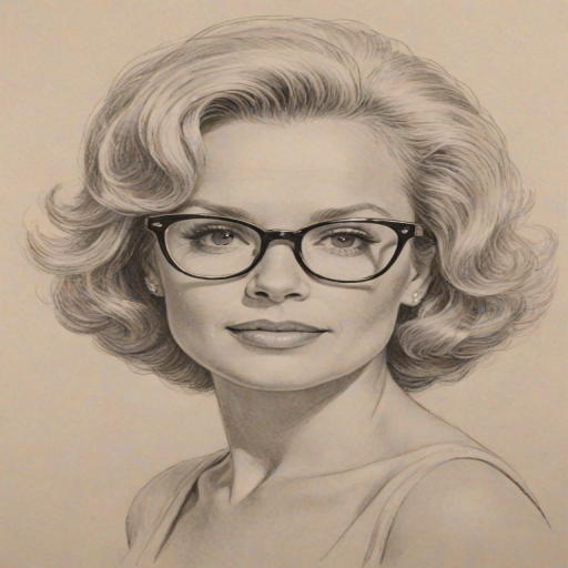 Dazzling Christine Ebersole, pencil sketch, portrait of Wonderful woman 1959s in glasses, hair style beatnik, outline, clear lines, fine lines, 8k