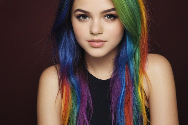 selena gomez rainbow hair