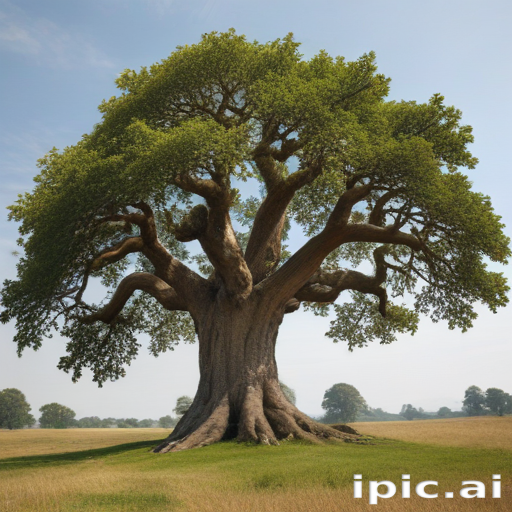 Majestic Tree Standing Tall in a Serene Open Landscape Under Clear Skies