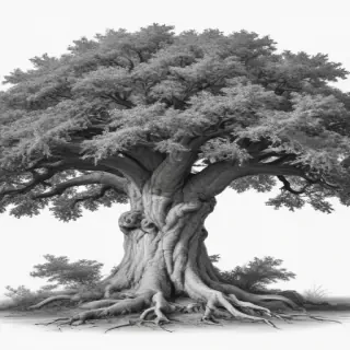 oak tree clipart black and white
