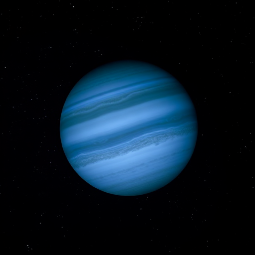 Generate a high-resolution image of the planet Neptune in space, set against a dark starry background, using a DSLR camera with a 35mm lens, f/8 aperture, ISO 100, 1/200s shutter speed, shot from a distant perspective for clarity and detail.