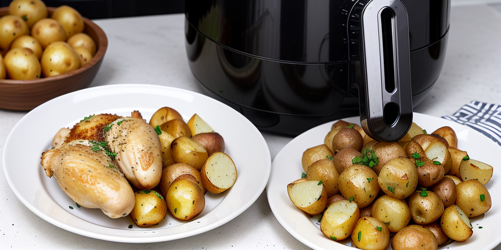 air fryer chicken and potatoes