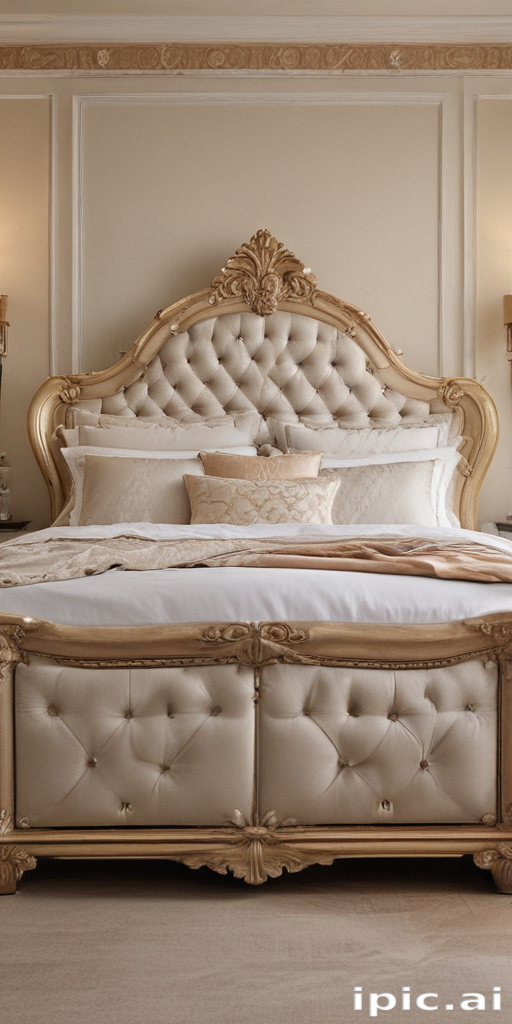 Elegant Vintage Bedroom with Opulent Decor and Luxurious Upholstered Bed