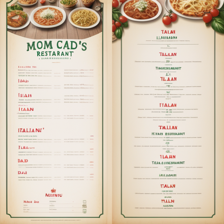 mom and dad's italian restaurant menu