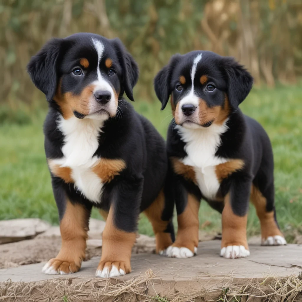 Labranes Adorable Bernese Mountain Dog Puppies Playfully Posing Together in a ...