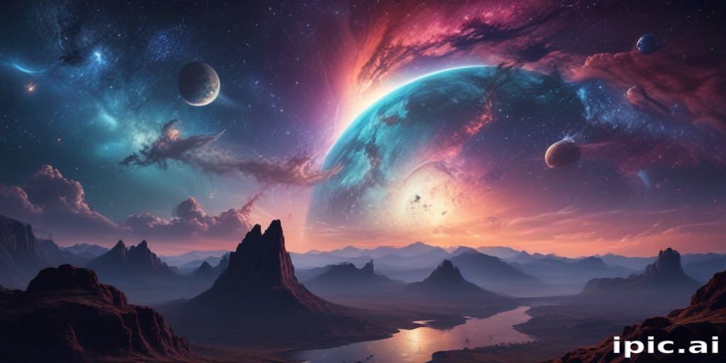 Stunning Cosmic Landscape Featuring Vibrant Planets and Distant ...
