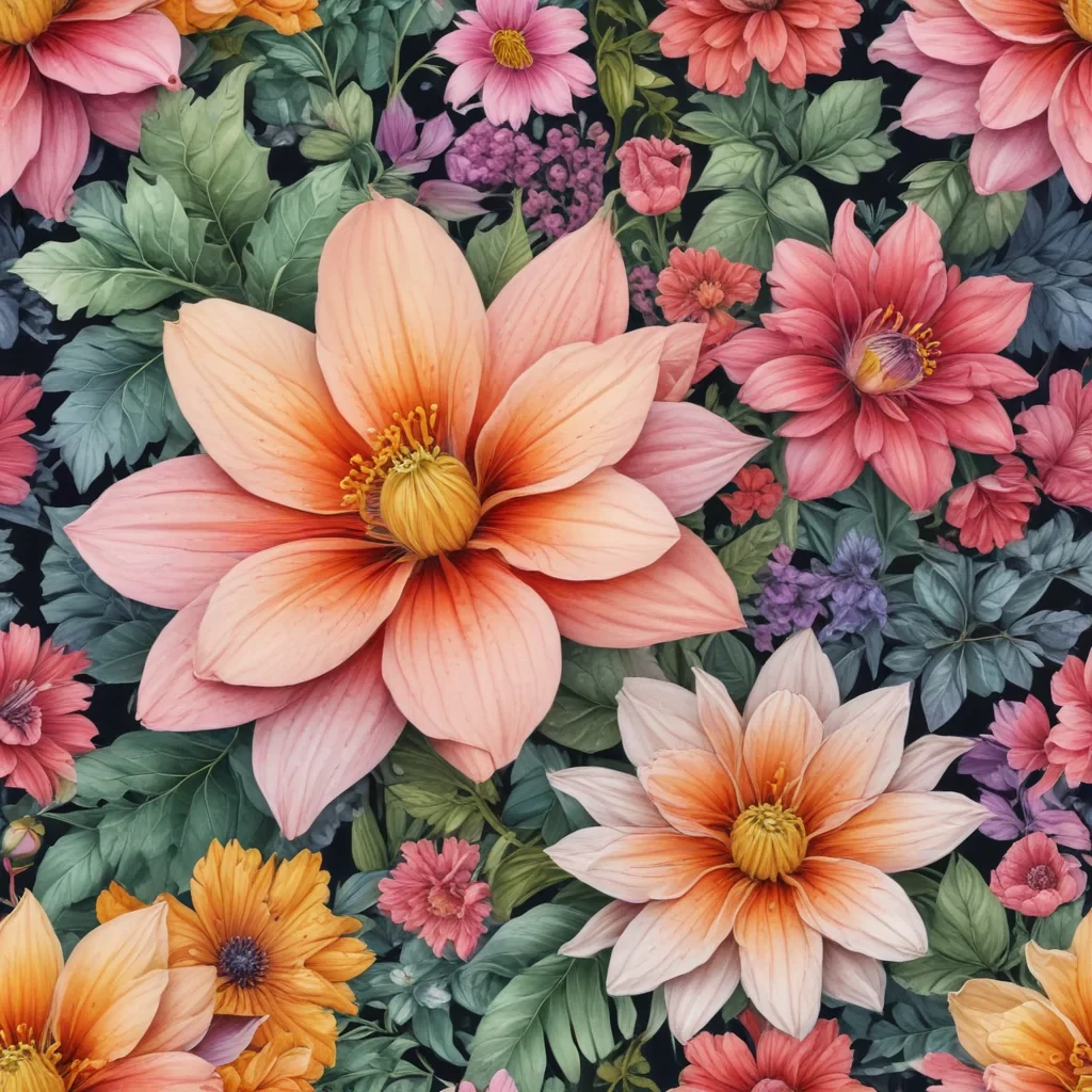 drawings of flowers in color