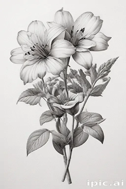 pencil drawn flowers