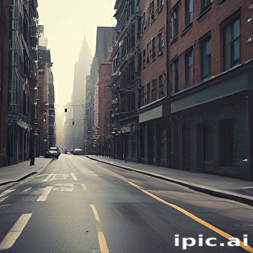 A Quiet Morning on an Empty New York City Street with Iconic Buildings.