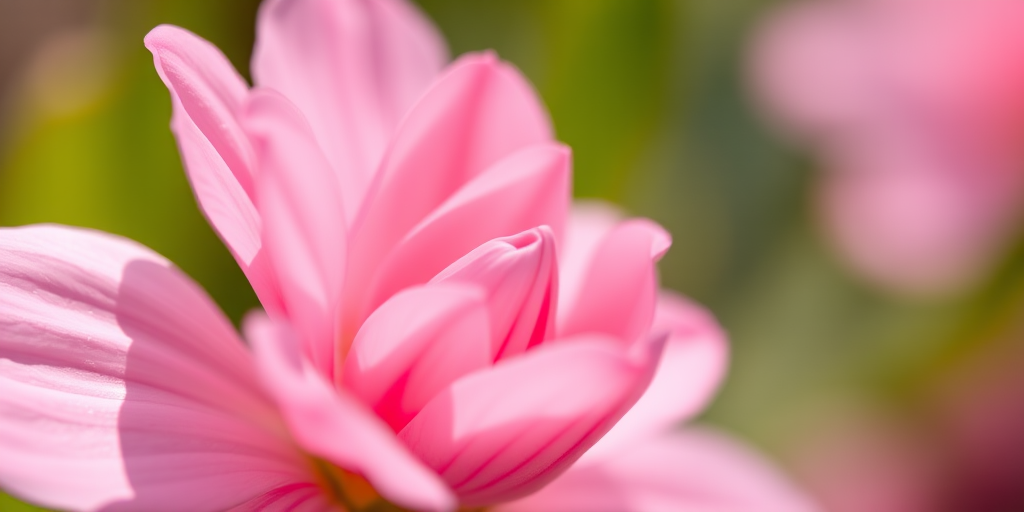 macro shot of a pink flower focusing on its intricate petal details with a shallow depth of field, aperture f/2.8, ISO 100, 50mm lens, soft natural lighting, taken with a DSLR camera