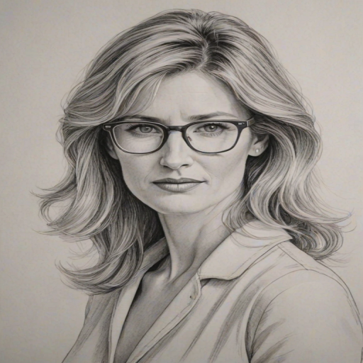 Elegant Laura Dern, pencil sketch, portrait of Attractive woman 1964s in glasses, hair style beatnik, outline, clear lines, fine lines, 8k