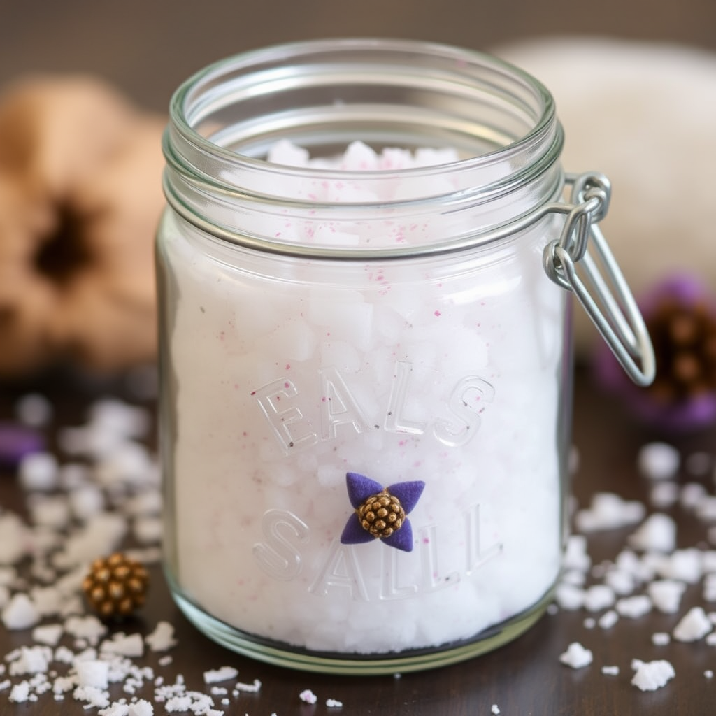 Image of a jar filled with aromatic bath salts