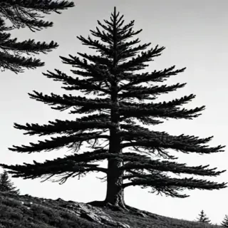 pine tree clipart black and white