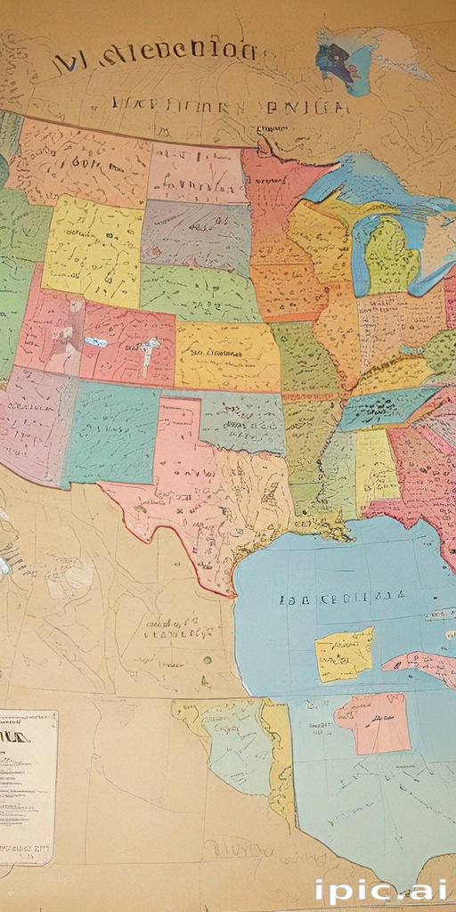 Detailed Historical Map of the United States with State Boundaries and ...
