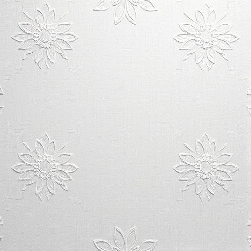 Generate a high-resolution image of a light gray textured wall with an elegant floral pattern, centered with a smooth rectangular space for text, captured with a DSLR camera at f/2.8 aperture, ISO 100, 50mm lens, overhead view, soft focus style.