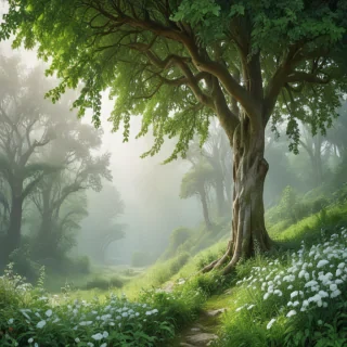 white and greenery background