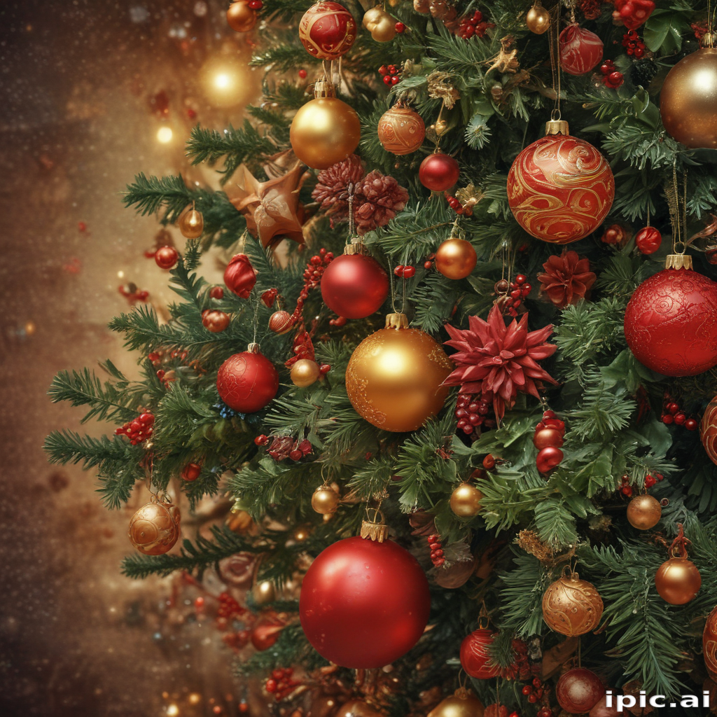 Beautifully Decorated Christmas Tree Adorned with Red and Gold Ornaments