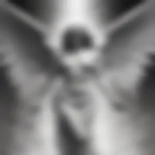 black and white angel drawings