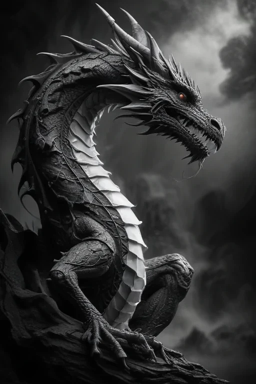 dragon black and white