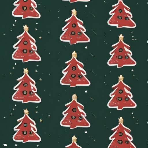 Festive Pattern Featuring Colorful Christmas Trees Against a Dark Green ...