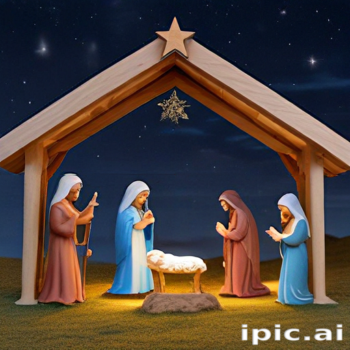 Beautiful Nativity Scene Depicting the Birth of Jesus Christ Under Stars