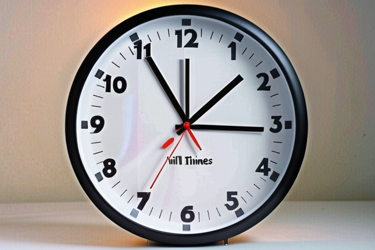 A Classic Wall Clock Displaying Time with Bold Black and Red Features