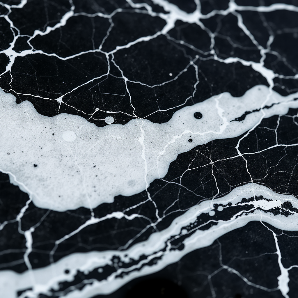 high-resolution image of black marble surface with white veins, close-up view, natural light, DSLR camera, f/4 aperture, 1/60 shutter speed, ISO 100, macro lens