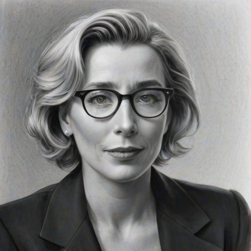 Bewitching Emma Thompson, pencil sketch, portrait of Sublime woman 1936s in glasses, hair style beatnik, outline, clear lines, fine lines, 8k