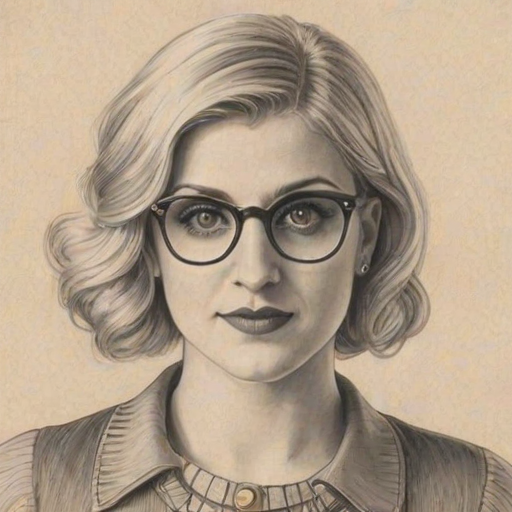 Exquisite Annaleigh Ashford, pencil sketch, portrait of Resplendent woman 1929s in glasses, hair style beatnik, outline, clear lines, fine lines, 8k